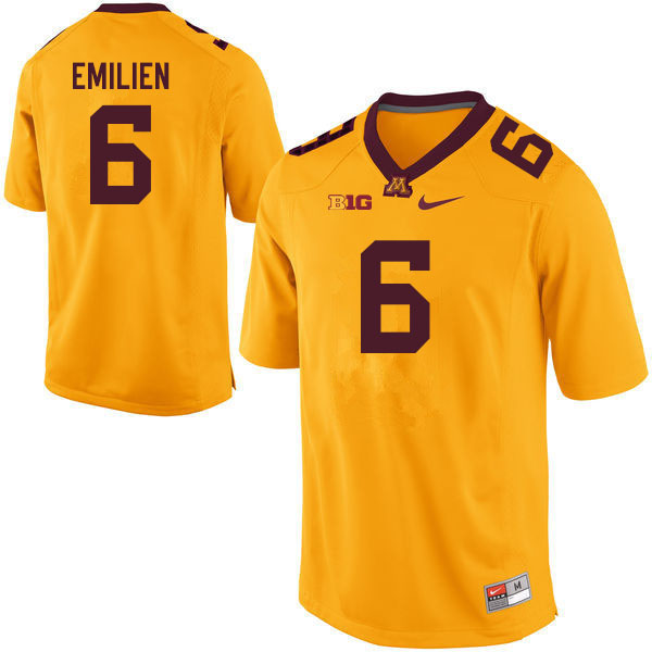 Men #6 Douglas Emilien Minnesota Golden Gophers College Football Jerseys Sale-Gold - Click Image to Close